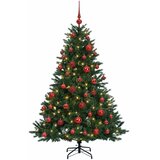  Umjetno božićno drvce s kuglicom 120 cm 150 LED lampica - Zelena 120 cm s LED-ima i crvenim lopticama | shoptok.hr