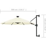  Zidni suncobran s LED svjetlom i šipkom 300 cm boja pijeska | shoptok.hr