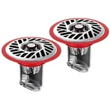Large Mesh Odor-Proof Floor Drain Seal (2-Pack) - Fast Drainage, Plug-and-Play, Universal Fit Silver, (5000158366)
