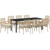  Vrtni set za objed s jastukom 9 pcs Bež i crna Ratan | shoptok.hr