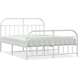 vidaXL Kovinski posteljni okvir z vzglavjem in vznožjem bel 183x213 cm | Shoptok.si