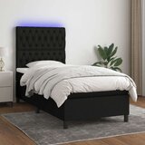 vidaXL Krevet box spring s madracem LED crni 100x200 cm od tkanine | shoptok.hr