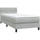 Box Spring krevet s madracem i LED svijetlo sivi 90x220 cm baršun | Eponuda.ba