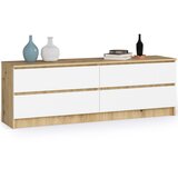 AKORD Komoda, 4 Predali, Hrast Artisan/Bela, (5000332402) | Shoptok.si