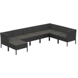 The Living Store Vrtna sedežna garnitura 8-delna z blazinami poli ratan črna - Vrtna Sedežna Garnitura, (21422453) | Shoptok.si