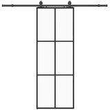 vidaXL drsna vrata z opremo črna 76x205 cm esg steklo | Shoptok.si