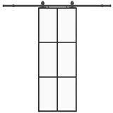 vidaXL Klizna vrata s priborom crna 76 x 205 cm od ESG stakla | shoptok.hr