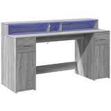  Radni stol s LED svjetlima siva boja hrasta 160x55x91 cm drveni | shoptok.hr