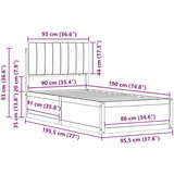 vidaXL Krevetni okvir s tapiciranim uzglavljem Tamno siva 90 x 190 cm | shoptok.hr