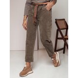 DStreet Spodnie damskie oversize SOFTYLA w paskiem khaki Cene
