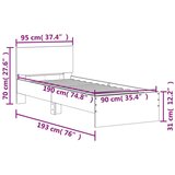 Okvir za krevet s uzglavljem siva boja hrasta 90x190 cm drveni | shoptok.hr