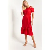 armonika Women's Red Strapless Dress with Elastic Waist