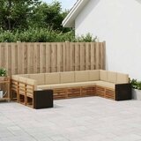  Set vanjskih sofa s jastukom 10 pcs Prirodna i bež Poliester | shoptok.hr