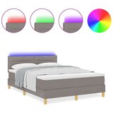  Postelja s škrbino z vzmetnico & LED Taupe 140x190 cm Tkanina, (22084079) | Shoptok.si