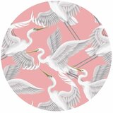  Okrugla fototapeta - Pastel birds – a delicate pattern of white and grey herons on a light pink background 280x280 | shoptok.hr
