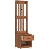  klop za predsobo SANDNES s predalom, trden borov les, rjava, 45x40x159,5 cm | Shoptok.si