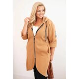 Kesi Włoski Elegant Plus Size women's coat with a collar and large pockets fango Cene
