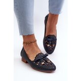 Boto Women's Navy Blue Cutout Ballerina Flats with Bow Nestavia | ePonuda.com