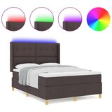 Box Spring postelja z vzmetnico in LED temno rjava 140x190 cm tkanina, (22049574) | Shoptok.si