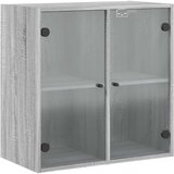 vidaXL Stenska omarica s steklenimi vrati siva sonoma 68x37x68,5 cm | Shoptok.si