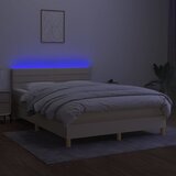 Krevet box spring s madracem LED krem 140x190 cm od tkanine | Eponuda.com