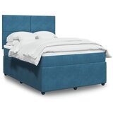 vidaXL Box spring postelja z vzmetnico modra 160x200 cm žamet | Shoptok.si