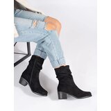 Shelvt Women's black cowboy boots with a ruffled upper | Shoptok.si