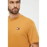 Tommy Jeans Bombažna kratka majica moški, rjava barva