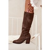 Zazoo Suede Knee High Boots With Zip Brown Lissara | shoptok.hr
