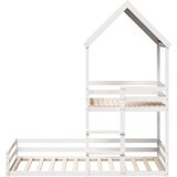  Krevet na kat s krovom bijeli 80 x 200 cm od masivne borovine | shoptok.hr
