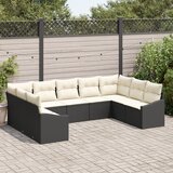 vidaXL 9-delni vrtni jedilni set s blazinami iz črnega poli ratana | Shoptok.si