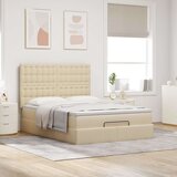vidaXL otomanski okvir kreveta s madraca krem 140x200cm od tkanine | shoptok.hr