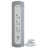 Legrand 049406 - Produžni kabl 3 utičnice Tip E + USB-A + USB-C 1 m srebrna/bela | Eponuda.com
