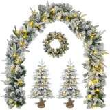 Mini božićno drvce 45 cm 125 LED lampica Topla bijela PVC i PE - Bijela 45 cm s LED svjetlima | shoptok.hr