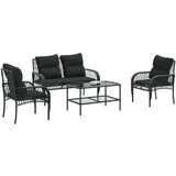  4-dijelni set vrtnih sofa od poliratana s jastucima crni | shoptok.hr
