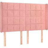  Vzglavje z ušesi roza 147x16x118/128 cm žamet, (20954094) | Shoptok.si