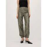 Reserved cargo hlače iz umetnega usnja - zelena | Shoptok.si