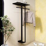 Spinder Design Črn jeklen stenski obešalnik s polico 70 cm Luno Large – | Shoptok.si