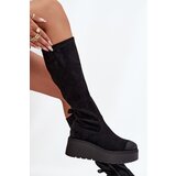 VINCEZA Womens Knee High Platform And Wedge Boots Black 58342 | shoptok.hr