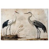  XXL slika - Birds from an old engraving - vintage-style illustration depicting a heron and a crane 240x160 | shoptok.hr