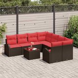  Set sofe 9 pcs Smeđa i crvena Poliester | Eponuda.ba