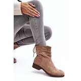 EVENTO PE1 Women's Suede Ankle Boots on Flat Heel Beige Keresa | Eponuda.ba