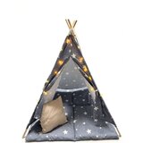 Ginger Home Dječji šator tipi Little Stars, 120x120x160 cm, siva sa zvjezdicama | shoptok.hr