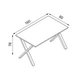 MID.YOU Pisalna Miza Lona, Barva Hrast, Srebrna, 160x80cm | Shoptok.si