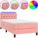 Maison Chic Box spring postelja - Vzmetna postelja z vzmetnico LED roza 80x200 cm žamet SL9944, (21904038) Cene