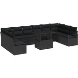 vidaXL Set vrtnih sofa od 11 dijelova s jastučićima Crna Poli ratan, 2-sjedna vrtna sofa s jastučićima Crna Poli ratan Cijene