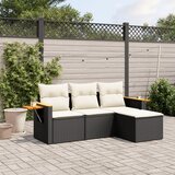 Maison Chic Seti vrtnega pohištva - Vrtna garnitura - Vrtni pohištvo set 4-delna z blazinami črna poli ratan, (21811034) | Shoptok.si