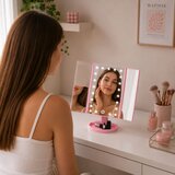  LED kozmetičko ogledalo s zaslonom na dodir - roza | Shoptok.si