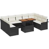 vidaXL Vrtna sedežna garnitura s shranjevanjem 10 pcs Črna Poly ratan, (5000021580) | Shoptok.si