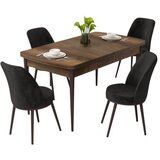 Hanah home trpezarijski set Rax, sto na razvlačenje i 4 stolice, ploča u dekoru drveta Baroque, crna tkanina Babyface | Eponuda.com